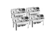 SOGA 4X 4.5L Dual Tray Stainless Steel Roll Top Chafing Dish Food Warmer
