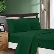 1000TC Ultra Soft 4pc Sheet Set (Flat Sheet & Fitted Sheet & 2 Pillowcases) - (Double Size, Dark Green)