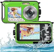 Waterproof Digital Camera, 48MP 2.7K HD 16X Digital Zoom Dual Screen Compact Underwater Camera for Snorkeling, Teens, Students, Seniors