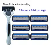 Men's Razor Blade Shaving Cassettes 6 Layer Straight Razor Beard Mach~'l