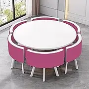 Modern Conference Dining Table Set for 6, Reception Kitchen Table with 6 Chairs for Dining Room, Pu Leather Upholstered Chair(4)