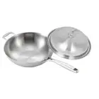18/10 Stainless Steel Fry Pan 36cm Frying Top Grade Skillet w/ Helper Handle Lid