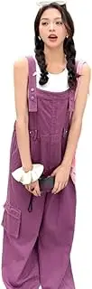 [YiKeGuiHuaShu] Casual Workwear Denim Overalls for Women Summer American Jumpsuit Leg Pants Straight
