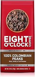 Eight O'Clock Coffee 100% Colombian Peaks & Arabica, Medium Roast, Whole Bean Coffee, Kosher Certified, 11 Oz