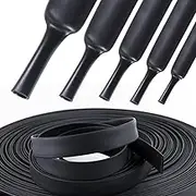 Auspirit 4:1 Ratio Heat Shrink Tubing Dual Wall Heat Shrink Tube Waterproof Sealed Automotibe Industrial Marine Black (12mm(1/2")-1.2M)