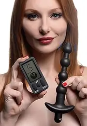 BANG! Platinum Series 25X Vibrating Silicone Beads with LCD Remote Control & Stimulation, Rechargeable Waterproof G-Spot Prostate Adult Sex Toy, Black