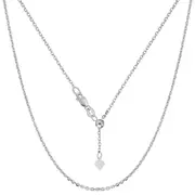 10k White Gold Adjustable Cable Link Chain Necklace, 0.9mm, 22"