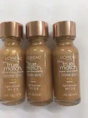 3 X L'OREAL True Match Super-Blendable Bronze Glow Warm Light Bronze W 1-2-3.