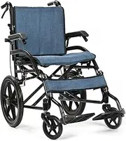 Transport Wheelchair Lightweight Folding Manual Attendant Propelled Wheelchair Portable Transit Travel Chair w/Flip-Backs Arms & Handbrakes 18" Seat Width for Elderly Adults