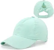 [Tsyulog] Girls Criss Cross Ponytail Hat Baseball Cap Adjustable High Messy Bun Trucker Ponycap Quick Dry Girls Hats for Kids Ages 7-12