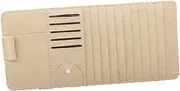 Vaguelly Multi Functional Sun Visor Leather Organizer for Car Vehicle Beige Convenient Storage Bag for Pens Cards Booklets Stylish Design for Neat Interior