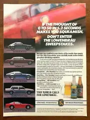 1986 Lowenbrau Beer Motorcar Sweepstakes Vintage Print Ad/Poster Jaguar Corvette