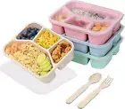 4 Pack Bento Lunch Box, 4 Compartment Meal Prep Containers, Lunch Box for Kids,