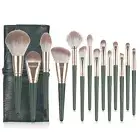 14 Pcs Green Cloud Makeup Brushes Make Up Brush Set Solid Wood Makeup Brush with