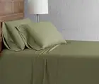 Solid Cotton Percale Olive Green King Sheet Set