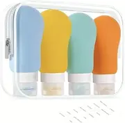 Travel Bottles Silicone Set – TSA Approved, Leak-Proof, Refillable Toiletry Containers for Shampoo, Lotion, Conditioner, Makeup & More – Portable Squeeze Tubes for Travel & Gym, 4-Pack