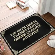 Funny Doormats for Outdoor Entrance I'm with Greta Planet Earth Green Climate Activist Doormat Indoor Shoe Mat Home Goods (Color : Colour, Size : 65X90CM)