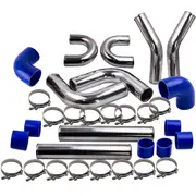 [MaXpeedingrods] 3 76mm Aluminum Universal Intercooler Turbo Piping Pipe and Blue hose and T-Clamp