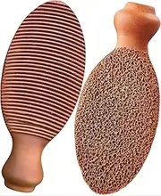 Natural Terra Cotta Pumice Stone for Feet (+Organic Cocoa) Lasts 7+ Years Callus Remover & Trimmer | Ancient Indus Valley Foot Scrubber (Divine Pumice)