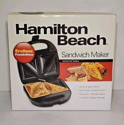 Hamilton Beach Electric Sandwich Maker Grill Black 25430 NIB SEALED