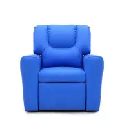 Blue Kids push back recliner chair with cup holder