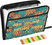 Custom File Folders Expanding 13 Pockets A4 Letter Size Personalized Organizer with Pocket with Zipper Closure for Document Storage Tropical Leaf Summer carpetas de