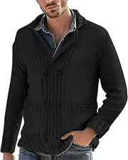 [Generic] Men Long Wool Coat Color Sweater Fashion Casual High Neck Sweater Heavy Winter Coats for Men