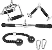 Tricep Pull Down Attachment High Position Pull Down Short Distance Set Home Gym Cable Attachment with Tricep Rope Cable Attachment and Functional Trainer
