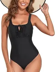 [Generic] Women's One Piece Swimsuit Front Tie Bathing Suits Bikini Beach Resort Hot Spring Swimsuit