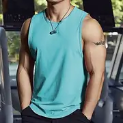 Men's Tank Top Vest Undershirt Sports T-Shirt Sleeveless Round Neck Crewneck Summer Plain Fashion Classic Casual Mesh Casual Sports Basketball Black White Navy