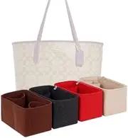 LinerLink Bag Organizer for Coach City Tote In Signature Canvas (Bag Size: 33L x 29H x 15D cm) | Handmade Bag Organizer | Custom Bag Insert | 2mm Felt Bag Liner (Brown, Style B)