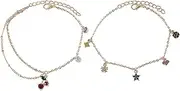 SAFIGLE Stylish Cherry Foot Shape Bangle Bracelet for Women Gold Plated Jewelry Present for Lady Friend Family