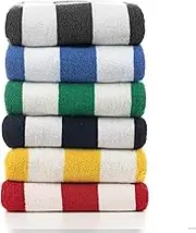 Salt Earth Cotton Beach Towels, 6 Pack - 30"x60" Quick Dry Towels for Beach, Pool, Gym & Bathroom - Oversized Terry Cabana Striped Towels (Multicolor)