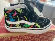NEW Vans Toddler Sk8-Mid Reissue Shoe Glow Sharks Black Multi Size 10.5 TD