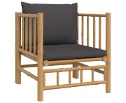 vidaXL Garden Sofa with Dark Grey Cushions Bamboo