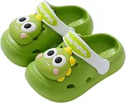 [NEUSOP] Children's Clogs Mules Boys Girls Dinosaur Lightweight Summer Garden Shoes Comfortable Breathable Sandals Non-Slip Beach Slippers, 1 Green, 21/22 EU