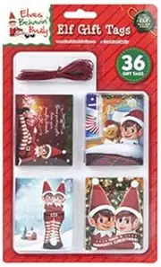 Elves Behaving Badly Christmas Elf Folded Gift Tags with String - 36 Pieces
