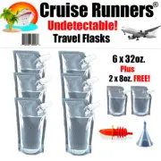 Cruise Ship Flask Kit 32oz Rum Runners Alcohol Liquor Smuggle Booze Wine Bags