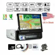 1DIN 7' Car Radio Stereo USB/FM Touch Screen Head Unit GPS Maps Camera Bluetooth