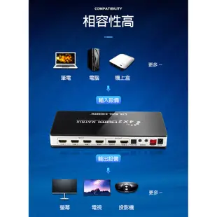 易控王 HDMI 四進二出 矩陣切換器 MATRIX 4x2音源分離 EDID (40-211-01)