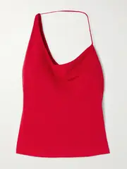 [ST. AGNI] ST. AGNI - Asymmetric Draped Satin Top - Red - x small x small Red