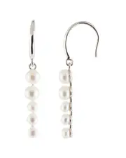 Splendid Pearls Silver 3-5mm Cultured Freshwater Pearl Graduated Drop Earrings