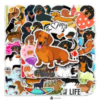在飛比找蝦皮購物優惠-【琪琪優選】50pcs臘腸狗塗鴉貼紙 卡通防水行李箱貼紙 機