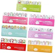 DOITOOL 7Pcs Cute Cartoon Sticky Labels for Books Memo Stickers for Students Self Stick Tabs for Organizing Marking Focus and Note Reminders