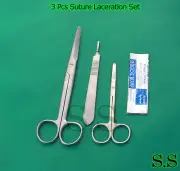 3 PCS SUTURE LACERATION KIT STITCH + MAYO SCISSORS+ SCALPEL HANDLE #3 +BLADE #11