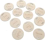 RORPOIR Unisex Milestone Wooden Cards 12pcs Monthly Milestone Photo Cards Shower Set for Parents