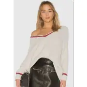 Velvet by Graham & Spencer Simona V-Neck Sweater Ash Medium NWT
