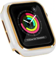 Hard PC Case w/ Tempered Glass Screen Protector Compatible w/ Apple Watch
