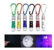 3 in 1 Mini Red Laser Pointer with LED Torch UV Light Beam Biner Keyring Cat Toy