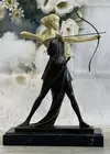 Diana the Huntress Elegant Bronze on Marble Base Statue Art Deco Sculpture SALE